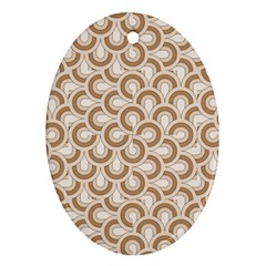Retro Mirror Pattern Brown Oval Ornament (two Sides) by ImpressiveMoments