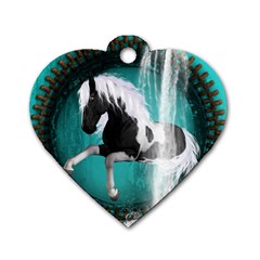Beautiful Horse With Water Splash  Dog Tag Heart (one Side) by FantasyWorld7