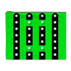 Florescent Green Polka-dot  Cosmetic Bag (xl)