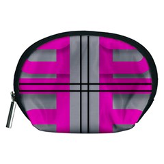 Florescent Pink Grey Abstract  Accessory Pouches (medium) 