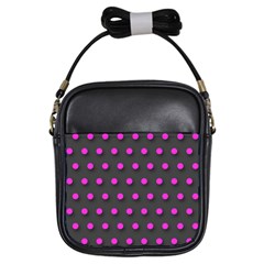 Pink Grey Polka-dot  Girls Sling Bags