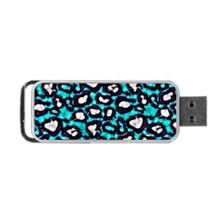 Turquoise Black Cheetah Abstract  Portable Usb Flash (one Side) by OCDesignss