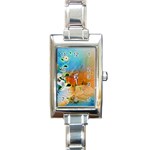 Wonderful Flowers In Colorful And Glowing Lines Rectangle Italian Charm Watches