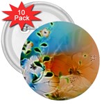 Wonderful Flowers In Colorful And Glowing Lines 3  Buttons (10 pack) 