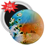 Wonderful Flowers In Colorful And Glowing Lines 3  Magnets (100 pack)