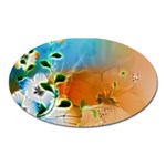 Wonderful Flowers In Colorful And Glowing Lines Oval Magnet