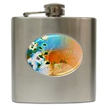 Wonderful Flowers In Colorful And Glowing Lines Hip Flask (6 oz)