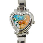 Wonderful Flowers In Colorful And Glowing Lines Heart Italian Charm Watch