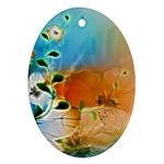 Wonderful Flowers In Colorful And Glowing Lines Oval Ornament (Two Sides)