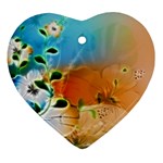 Wonderful Flowers In Colorful And Glowing Lines Heart Ornament (2 Sides)