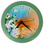 Wonderful Flowers In Colorful And Glowing Lines Color Wall Clocks