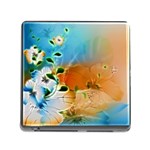Wonderful Flowers In Colorful And Glowing Lines Memory Card Reader (Square)