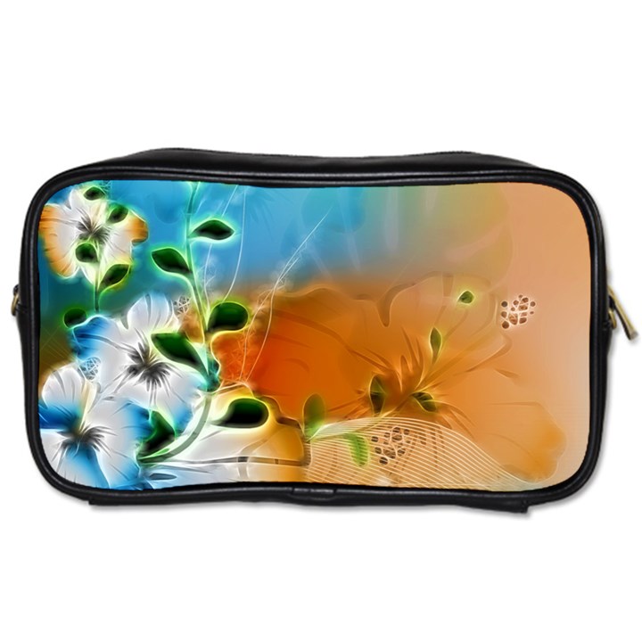 Wonderful Flowers In Colorful And Glowing Lines Toiletries Bags 2-Side