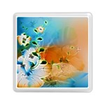 Wonderful Flowers In Colorful And Glowing Lines Memory Card Reader (Square) 