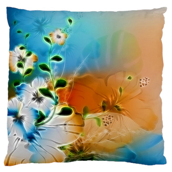 Wonderful Flowers In Colorful And Glowing Lines Large Flano Cushion Cases (One Side) 
