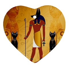 Anubis, Ancient Egyptian God Of The Dead Rituals  Heart Ornament (2 Sides) by FantasyWorld7