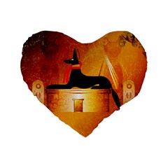 Anubis, Ancient Egyptian God Of The Dead Rituals  Standard 16  Premium Heart Shape Cushions by FantasyWorld7
