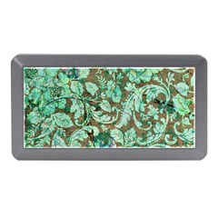 Beautiful Floral Pattern In Green Memory Card Reader (mini) by FantasyWorld7