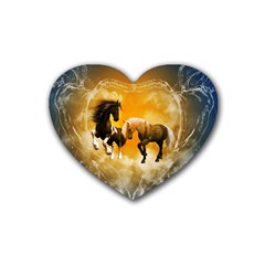 Wonderful Horses Rubber Coaster (heart)  by FantasyWorld7