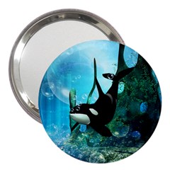 Orca Swimming In A Fantasy World 3  Handbag Mirrors by FantasyWorld7