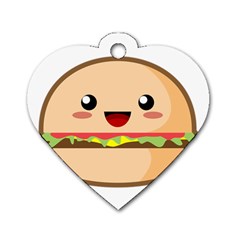 Kawaii Burger Dog Tag Heart (one Side)