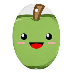 Kawaii Green Apple Ornament (oval)  by KawaiiKawaii