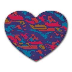 Chaos In Retro Colors Heart Mousepad by LalyLauraFLM