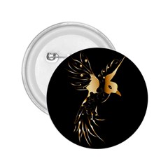 Beautiful Bird In Gold And Black 2 25  Buttons