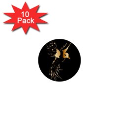 Beautiful Bird In Gold And Black 1  Mini Buttons (10 Pack) 