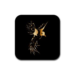 Beautiful Bird In Gold And Black Rubber Square Coaster (4 Pack) 