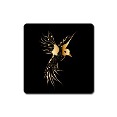 Beautiful Bird In Gold And Black Square Magnet