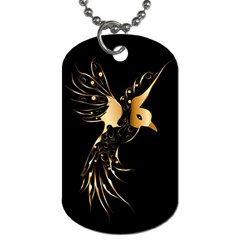 Beautiful Bird In Gold And Black Dog Tag (two Sides)