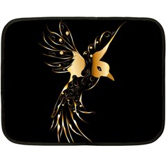 Beautiful Bird In Gold And Black Double Sided Fleece Blanket (mini) 