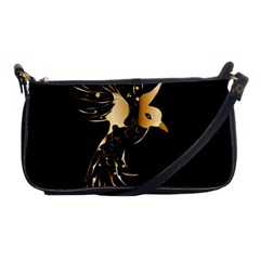 Beautiful Bird In Gold And Black Shoulder Clutch Bags