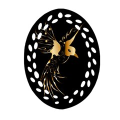 Beautiful Bird In Gold And Black Ornament (oval Filigree) 