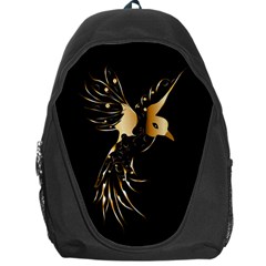 Beautiful Bird In Gold And Black Backpack Bag