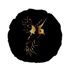 Beautiful Bird In Gold And Black Standard 15  Premium Flano Round Cushions by FantasyWorld7