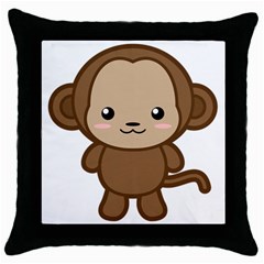 Kawaii Monkey Throw Pillow Cases (black) by KawaiiKawaii
