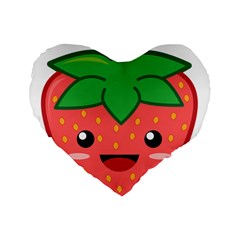 Kawaii Strawberry Standard 16  Premium Flano Heart Shape Cushions