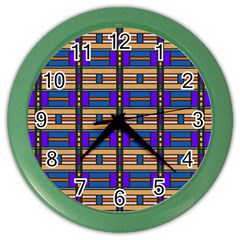 Rectangles And Stripes Pattern Color Wall Clock by LalyLauraFLM