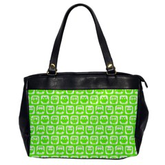 Lime Green And White Owl Pattern Office Handbags by GardenOfOphir