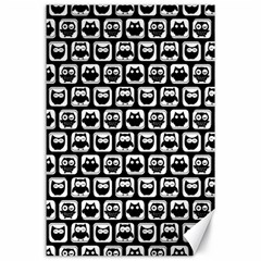 Black And White Owl Pattern Canvas 24  X 36  by GardenOfOphir