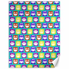 Colorful Whimsical Owl Pattern Canvas 12  X 16   by GardenOfOphir
