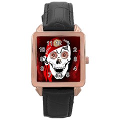 Funny Happy Skull Rose Gold Watches by FantasyWorld7