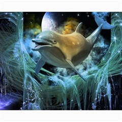 Funny Dolphin In The Universe Collage 8  X 10 