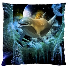 Funny Dolphin In The Universe Large Cushion Cases (one Side) 