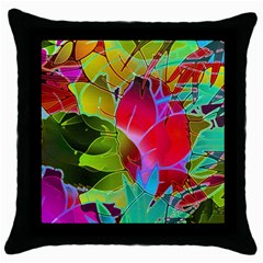 Floral Abstract 1 Throw Pillow Cases (black) by MedusArt