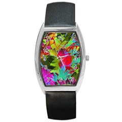 Floral Abstract 1 Barrel Metal Watches by MedusArt