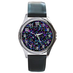 Glitter 1 Round Metal Watches by MedusArt