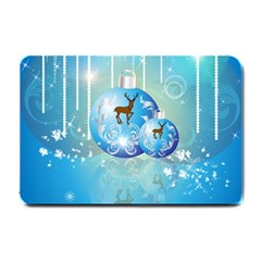 Wonderful Christmas Ball With Reindeer And Snowflakes Small Doormat  by FantasyWorld7